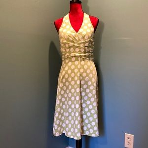 Harold’s Green and White Polka Dot Halter Dress Size 6